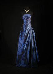 Pretty A Line Sleeveless Navy Blue Long Prom Dress Evening Dress cg25270