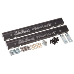 Edelbrock Fuel Injection Fuel Rail #3627, -6 AN Black Anodized For Chevrolet Small-Block