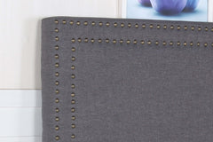 Enzo Multiple Colour Queen Headboard In Fine Linen Fabric Upholstery with Metal Studded Buttons