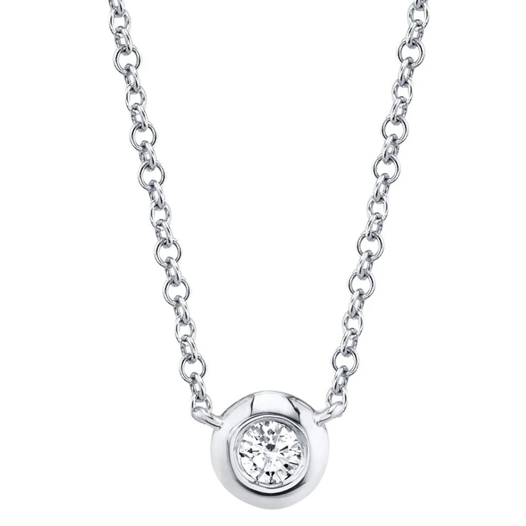 Shy Creation 14K White Gold Diamond Bezel Necklace SC55003228