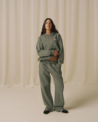 Varsity Zip Through Hoodie - Olive Green