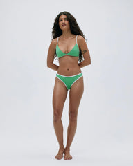 Contrast Triangle Bikini Top - Jade Green/Marshmallow White