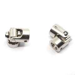 2 Pcs 10mm to 10mm Universal Joint Shaft Coupling with Screws for Motor, side view showing steel construction