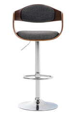 Set de 2 taburetes de bar sillas altas en tela gris claro asiento madera color nogal metal cromado M10_001504