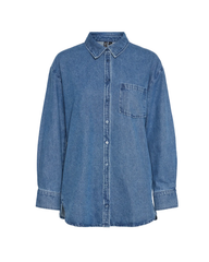 Blå - Medium Blue Denim - Pieces - Denimskjorte - 17150991