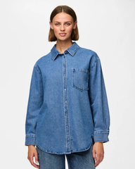 Blå - Medium Blue Denim - Pieces - Denimskjorte - 17150991
