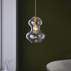 Kelda Satin Brass & Glass Shaped Single Pendant Light