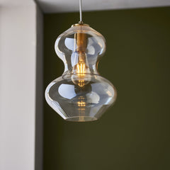 Kelda Satin Brass & Glass Shaped Single Pendant Light