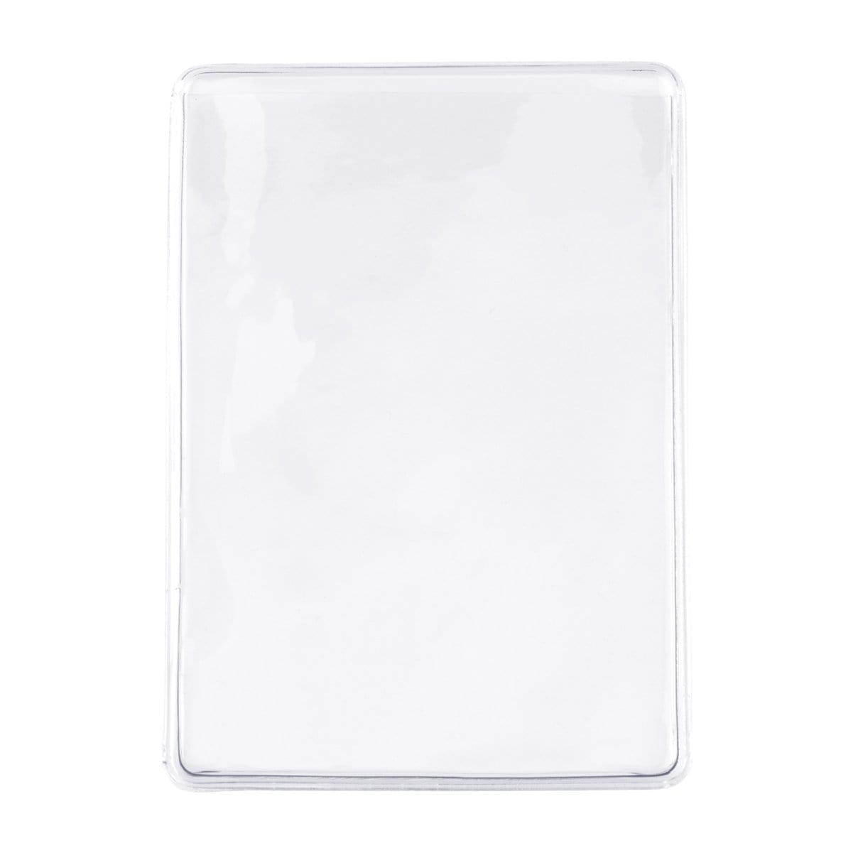 Rectangular white plastic card sleeve with a transparent front cover, functioning perfectly as a Clear Vinyl Business Card Holder - Medicare Card Protective Sleeve (1840-3505).