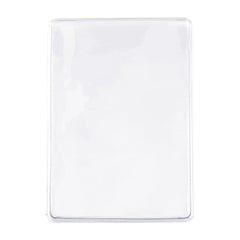 Rectangular white plastic card sleeve with a transparent front cover, functioning perfectly as a Clear Vinyl Business Card Holder - Medicare Card Protective Sleeve (1840-3505).