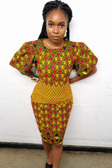 Flare Sleeve Ankara Mini-Dress
