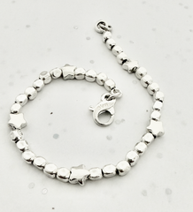 G.41276 - Argento 925 - Bracciale cubotti piccoli e stelle - Catenina interna
