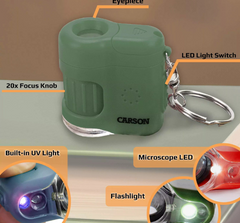 20x Lighted Pocket Microscope Keychain -Green