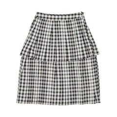 Ava and Lu Black/White Double Layered Plaid Skirt