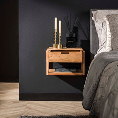 Nachtkastje Houten Frame Zwevend 1 Lade Massief Acacia