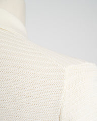 Gallia Chainlink Knit Ribbed Polo Cream 1720