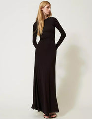 Vestido Largo TWINSET con Nudo Negro Mujer
