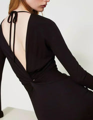 Vestido Largo TWINSET con Nudo Negro Mujer