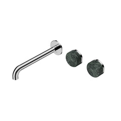 Nero Serenity Wall Basin Set 160/185/220mm Offset - Verde Alpi Handle Chrome / 220mm
