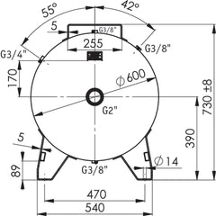 AIRCRAFT Druckluftbehälter ACDB 270/15 H verzinkt SM-2500299