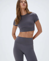 Short Sleeve Crop Top - Dark Grey