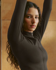 Seamless Zip Up Top - Coffee Bean