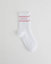 Sports Stripe Socks - White/Dusty Pink