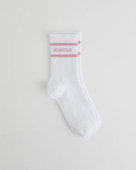 Sports Stripe Socks - White/Dusty Pink