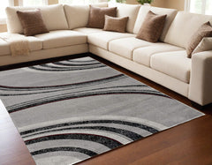 5' X 7' Gray Abstract Dhurrie Area Rug
