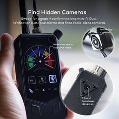 Professional 3-in-1 Magnetic GPS Tracker Detector, Wireless RF Signal Sweeper & Camera Finder, Anti-Spy Device for Vehicles, Office, Fitting Rooms, Hotels
