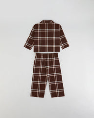 Mini Brushed Checked Pyjamas - Chocolate Brown