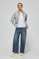 Sudadera gris vigoré de bolsillos con cremallera y capucha con bordado Rigby Go
