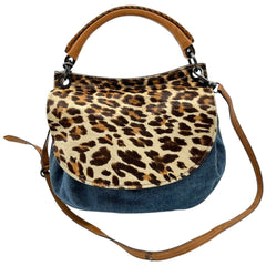 Miu Miu Denim & Leopard Print Ponyhair 2-Way Bag - Outfit Repeater
