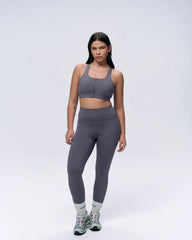 Ultimate Seam Detail Zip Pocket Leggings - Dark Grey