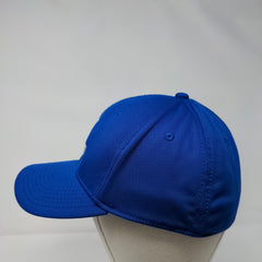 Builders First Source Fitted Hat Blue S/M A-Flex Embroidered 6 Panel Ivory