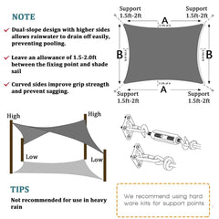 4m x 6m Grey Rectangle Sun Shade Sails for Patios Sun UV Outdoor Canopy Backyard Sunshades | Home & Garden > Shading > Umbrellas & Sunshades