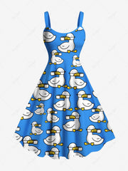 Plus Size Cute Duck Print A Line Tank Dress