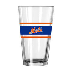 New York Mets 16oz Stripe Pint Glass - Logo Brands