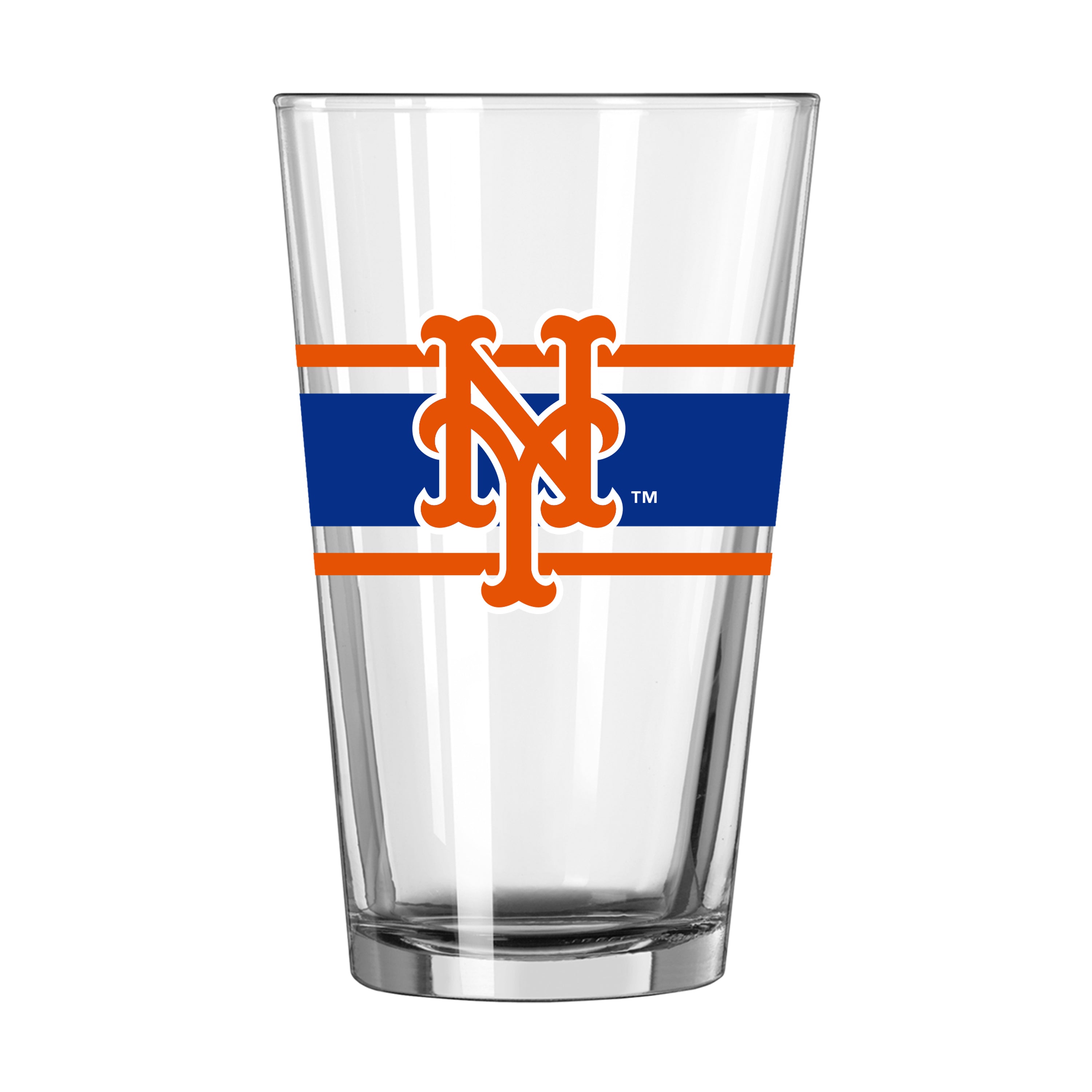 New York Mets 16oz Stripe Pint Glass - Logo Brands
