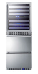Summit Appliance SWCDAF24 24" Wide Combination Dual-Zone Wine Cellar and 2-Drawer All-Freezer, 3.4 cu.ft Refrigerator Capacity, Up to 46 Bottles Wine Cellar, Digital Control (Both Units)