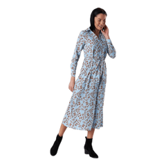 Alma Poly L/S Shirt Dress Aop Blue