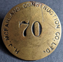 1940s Employee Pin McFarland Construction Co. Ltd. Belleville Ontario Vintage