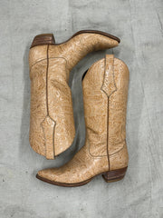 Vintage Floral Tan Cowboy Boots