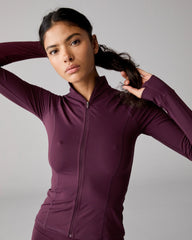 Ultimate Long Sleeve Zip Up Top - Dark Cherry