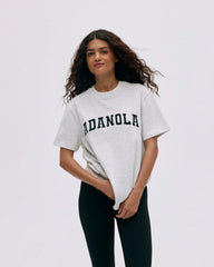 Varsity Short Sleeve Oversized T-shirt - Light Grey Melange/Black