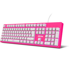 KROM Maus und -Mausunterlage Barbie Edition Kandy - Weiße LED-Membrantastatur, Maus optischem Sensor 6400 DPI, Mause-Matte hat eine Gummibasis, Italienisch Layout, pink