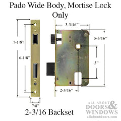 Pado Wide Body Mortise Lock Only