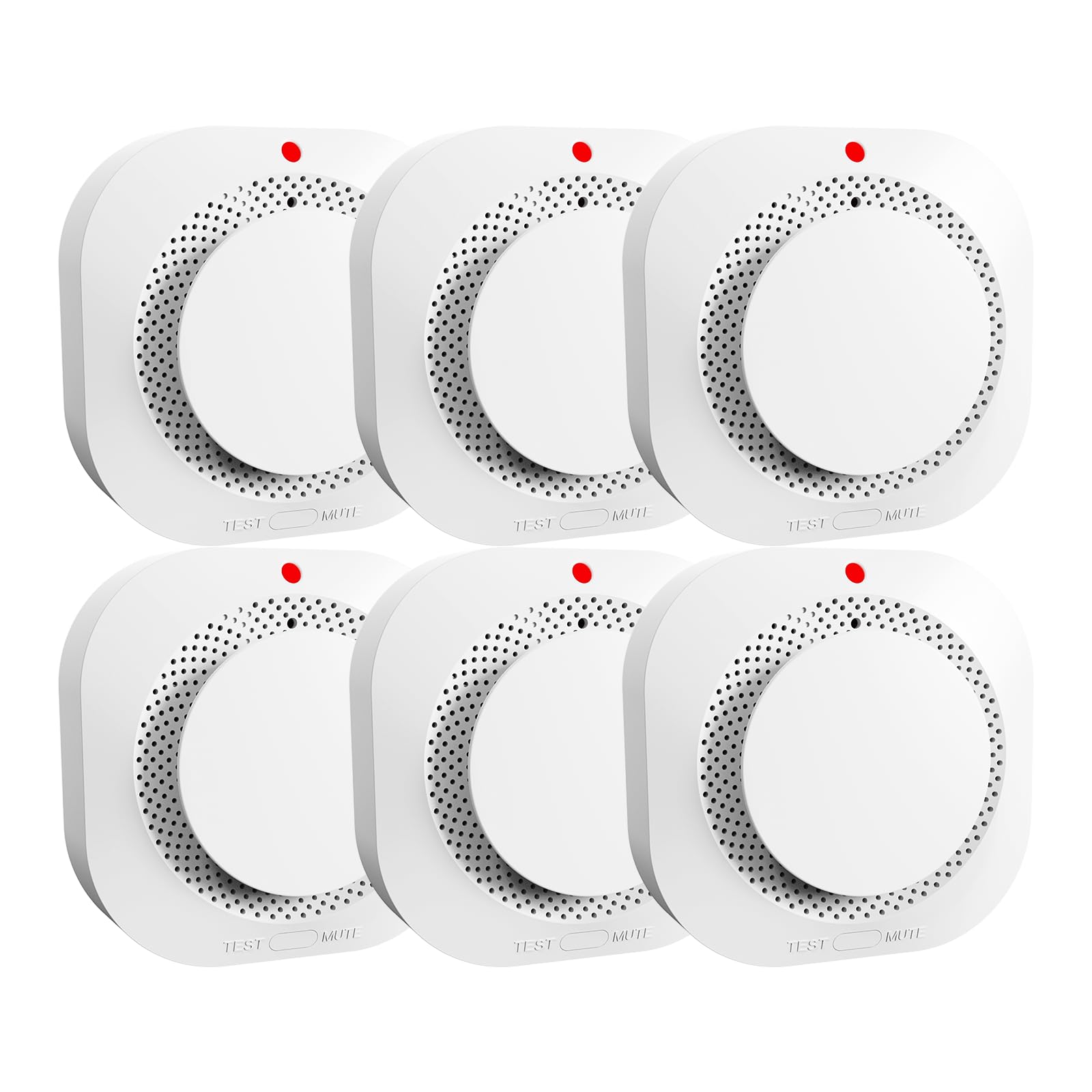WARROXIDE Smoke Detectors for Home,Photoelectric Wireless Fire Alarms Replaceable Battery Powered,Portable Smoke Alarm with Test/Mute Button,Attic Smoke Detector,6 Pcs(Battery Not Included)