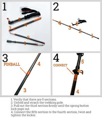 Ultralight & Strong Aviation 7075 Aluminum Trekking Poles (2pcs) - 3-Section Telescopic Shickproof Hiking Sticks with EVA Quick Dry Grips & Fast FlickLock Hiking Poles - All Terrain Use
