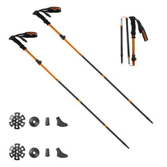 Ultralight & Strong Aviation 7075 Aluminum Trekking Poles (2pcs) - 3-Section Telescopic Shickproof Hiking Sticks with EVA Quick Dry Grips & Fast FlickLock Hiking Poles - All Terrain Use